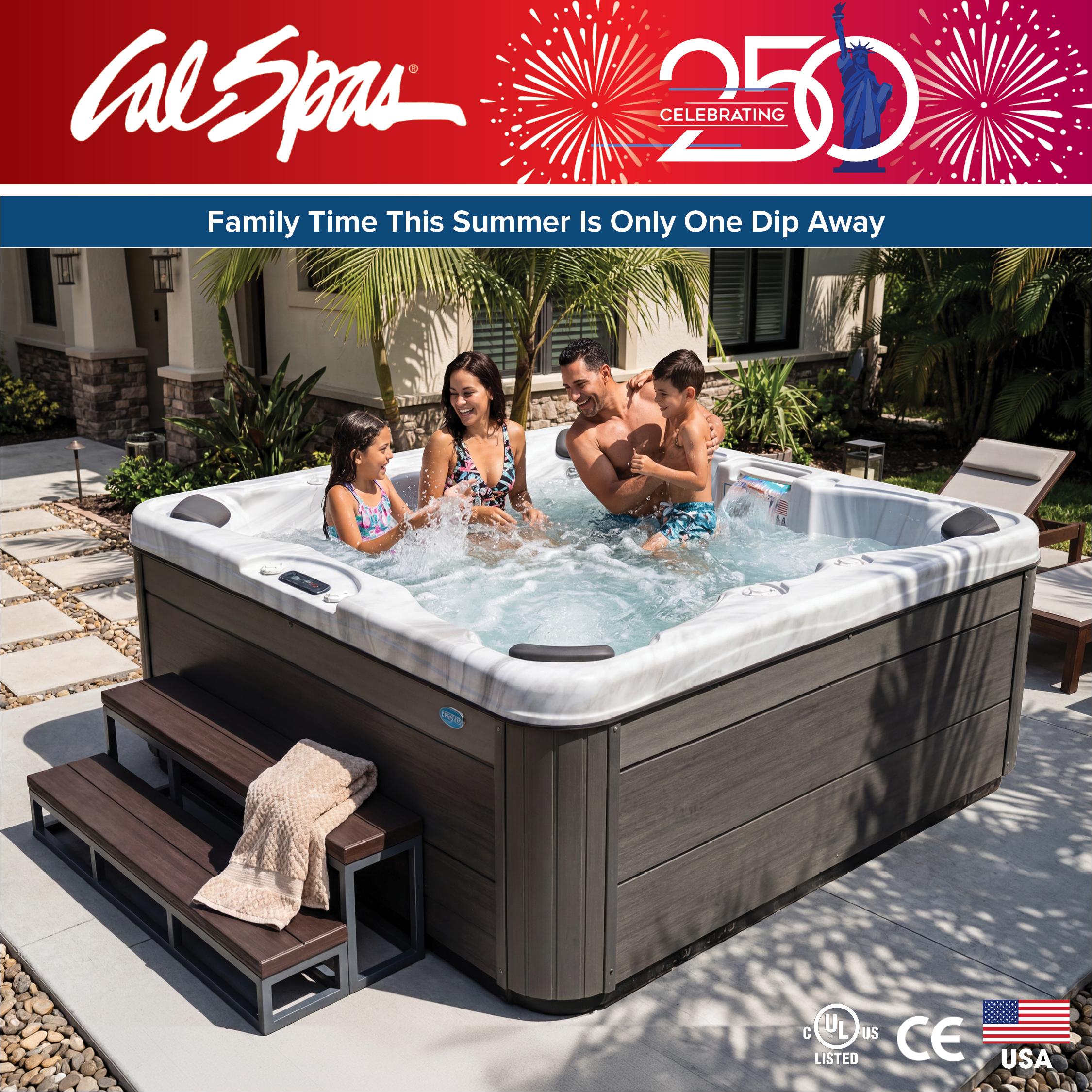 Calspas hot tub being used in a family setting - Lascruces